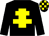 Black, yellow cross of lorraine, checked cap