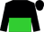 black, lime green halved horizontally, black sleeves, black cap