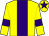 Yellow, purple stripe, armlets and star on cap