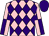 pink and purple diamonds, quartered sleeves, purple cap