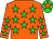 Orange, lime green stars, lime green cap, orange star