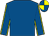 Royal blue, yellow seams on sleeves, quartered cap