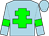 light blue, green cross of lorraine, light blue sleeves, green armlets