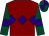 Maroon, purple triple diamond, dark green sleeves, purple armlets, quartered cap