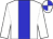 White body, blue stripe, white arms, blue halved, white cap, blue quartered