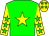 green, yellow star, yellow sleeves, green stars, yellow cap, green stars