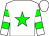 White, green star, green hoops on sleeves