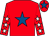 Red, royal blue star, red sleeves, white stars, red cap, royal blue star