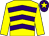 Yellow & purple chevrons, yellow sleeves, purple cap, yellow star