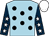 Light blue, black spots, dark blue sleeves, white stars, white cap