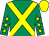 Emerald green, yellow cross belts, emerald green sleeves, yellow stars, yellow cap