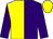 Yellow and purple (halved), purple sleeves, yellow cap