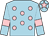 Light blue, pink spots, armlets and star on cap