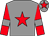 Grey, red star on body and cap, red sleeves, grey armlets