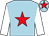 Light blue, red star, white sleeves, light blue cap, red star