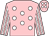 Pink, white spots, striped sleeves, pink cap, white spots