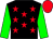 Black body, red stars, green arms, red cap