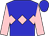 Blue body, pink triple diamonds, pink sleeves, blue cap