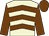 Beige, chocolate chevrons, sleeves and cap