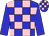 blue and pink check, blue sleeves