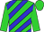 Lime green, blue diagonal stripes