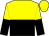 yellow and black halved horizontally, halved sleeves, yellow cap