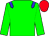 Green body, big-blue epaulettes, green arms, red cap