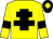 Yellow body, black cross of lorraine, yellow arms, black armlets, black cap, yellow diamond