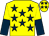 Yellow, dark blue stars, halved sleeves