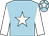 light blue, white star, white sleeves, white star on light blue cap