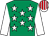 Emerald green, white stars, white sleeves, white & red striped cap