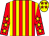 Red & yellow stripes, yellow stars on sleeves, yellow cap, red stars