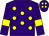 Purple, yellow spots, armlets and spots on cap