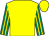 Yellow, emerald green & yellow striped sleeves, yellow cap