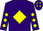 Purple, yellow diamond & diamonds on sleeves, purple cap, yellow diamonds