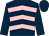 Dark blue, pink chevrons, dark blue sleeves and cap