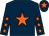 Dark blue, orange star, dark blue sleeves, orange stars, dark blue cap, orange star