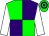 Big-green body, purple quartered, white arms, big-green cap, purple hooped