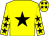 Yellow, black star, black stars on sleeves, yellow cap, black stars