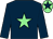 Dark blue, light green star, light green cap, dark blue star