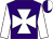 Purple, white maltese cross and sleeves, halved cap