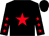 black, red star, red stars on sleeves