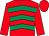 red, emerald green chevrons, red sleeves and cap