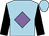 Light blue, mauve diamond, black sleeves