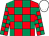 red and emerald green checked, white cap