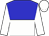 blue and white halved horizontally, white sleeves, white cap