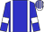 Big-blue body, white braces, big-blue arms, white armlets, white cap, big-blue striped