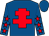 Royal blue, red cross of lorraine, red stars on sleeves, royal blue cap