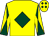 Yellow, dark green diamond, diabolo on sleeves and diamonds on cap