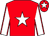 Red, white star, white sleeves, red seams, red cap, white star